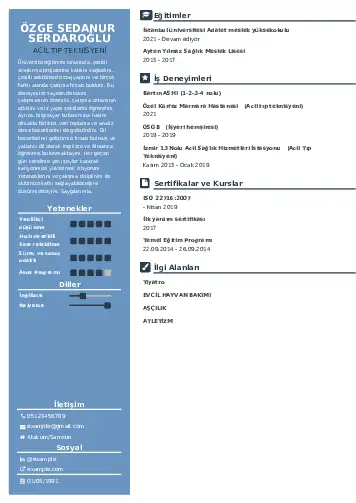 Acil Tıp Teknisyeni CV Örnekleri cv indir